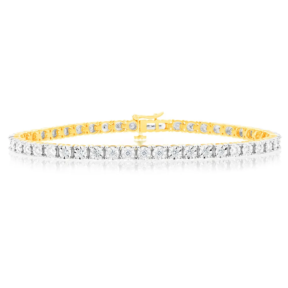 1 Carat Diamond Tennis Bracelet in 9ct Yellow Gold Shiels
