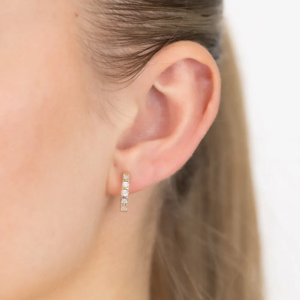 10 Diamonds Hoop Earrings in Gold Plated Sterling Silver Shiels