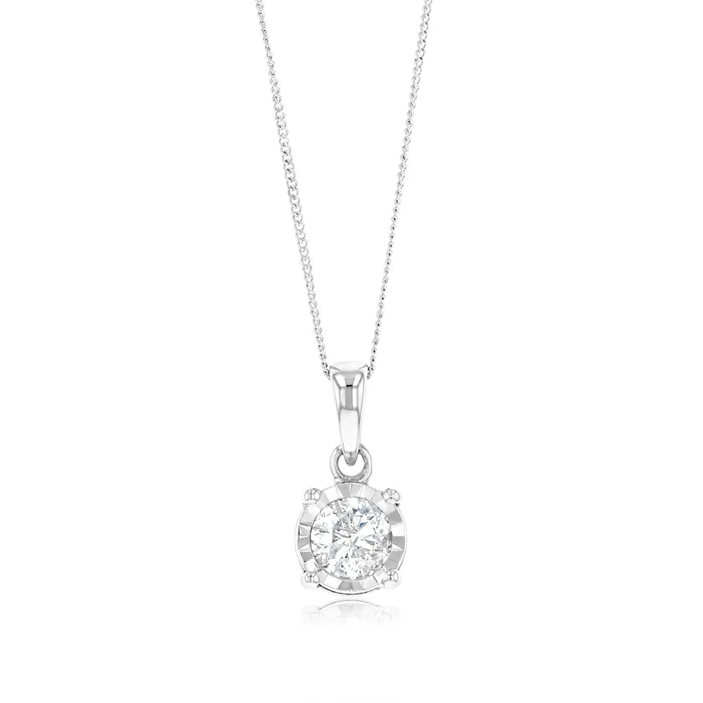 10ct White Gold 0.25 Carat Diamond Solitaire Pendant on 45cm Chain Shiels