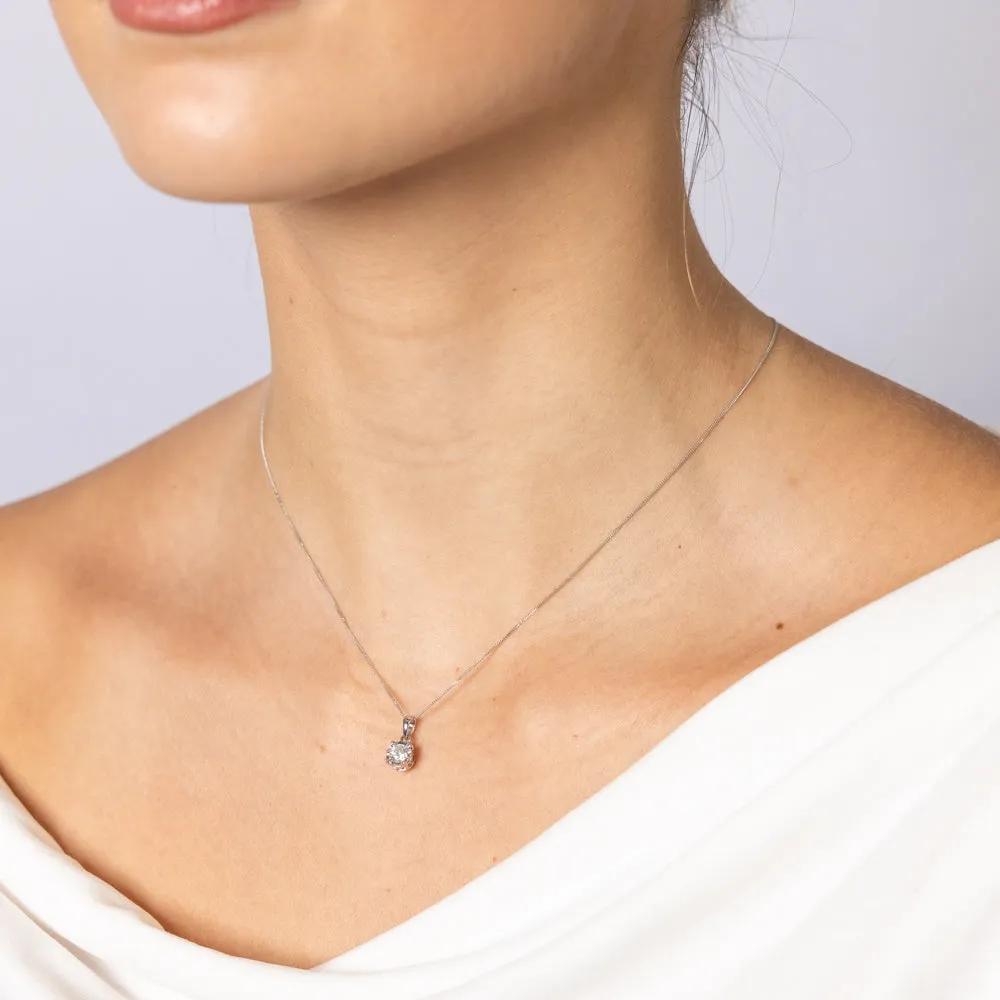 10ct White Gold 0.25 Carat Diamond Solitaire Pendant on 45cm Chain Shiels