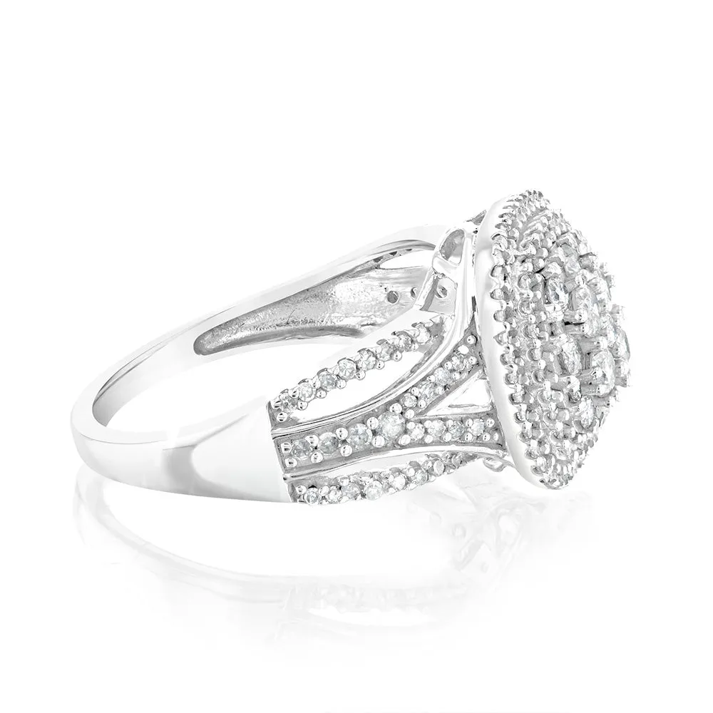 10ct White Gold 0.95 Carat Diamond Cluster Ring Shiels
