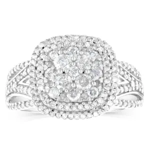 10ct White Gold 0.95 Carat Diamond Cluster Ring Shiels