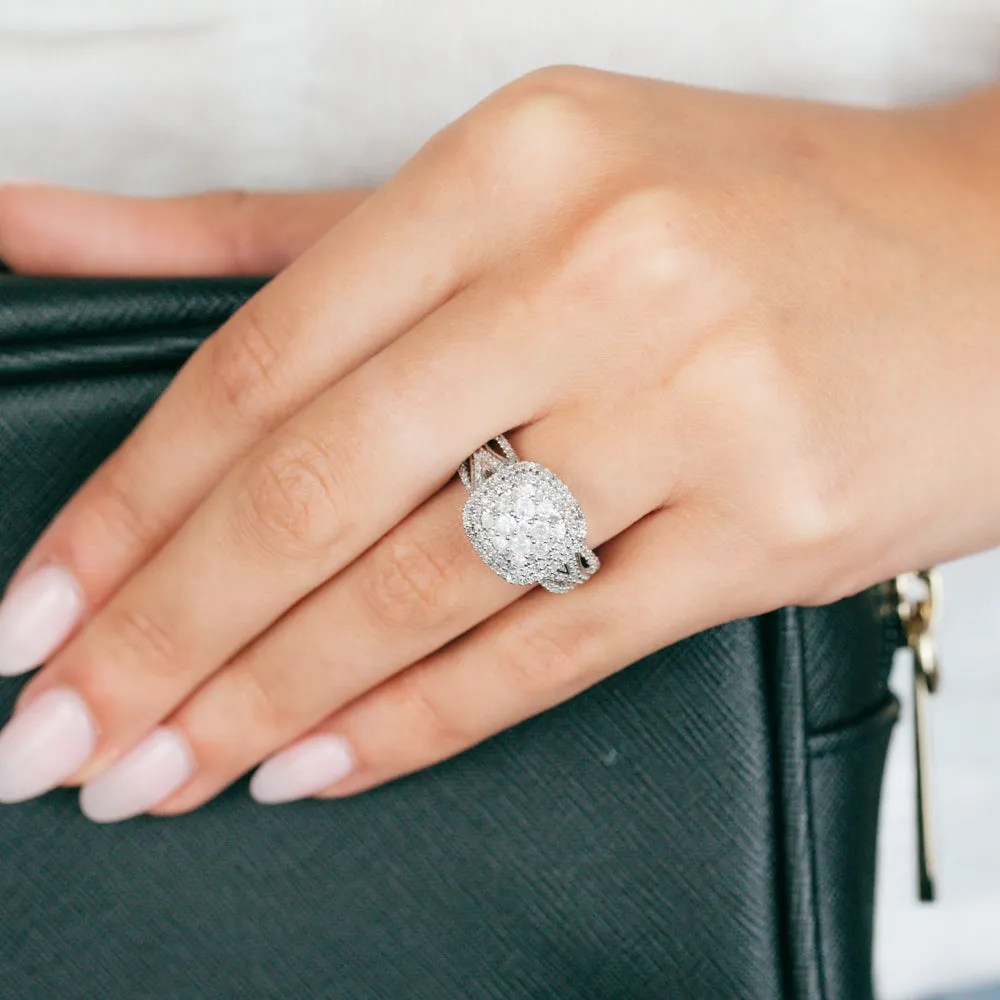 10ct White Gold 0.95 Carat Diamond Cluster Ring Shiels