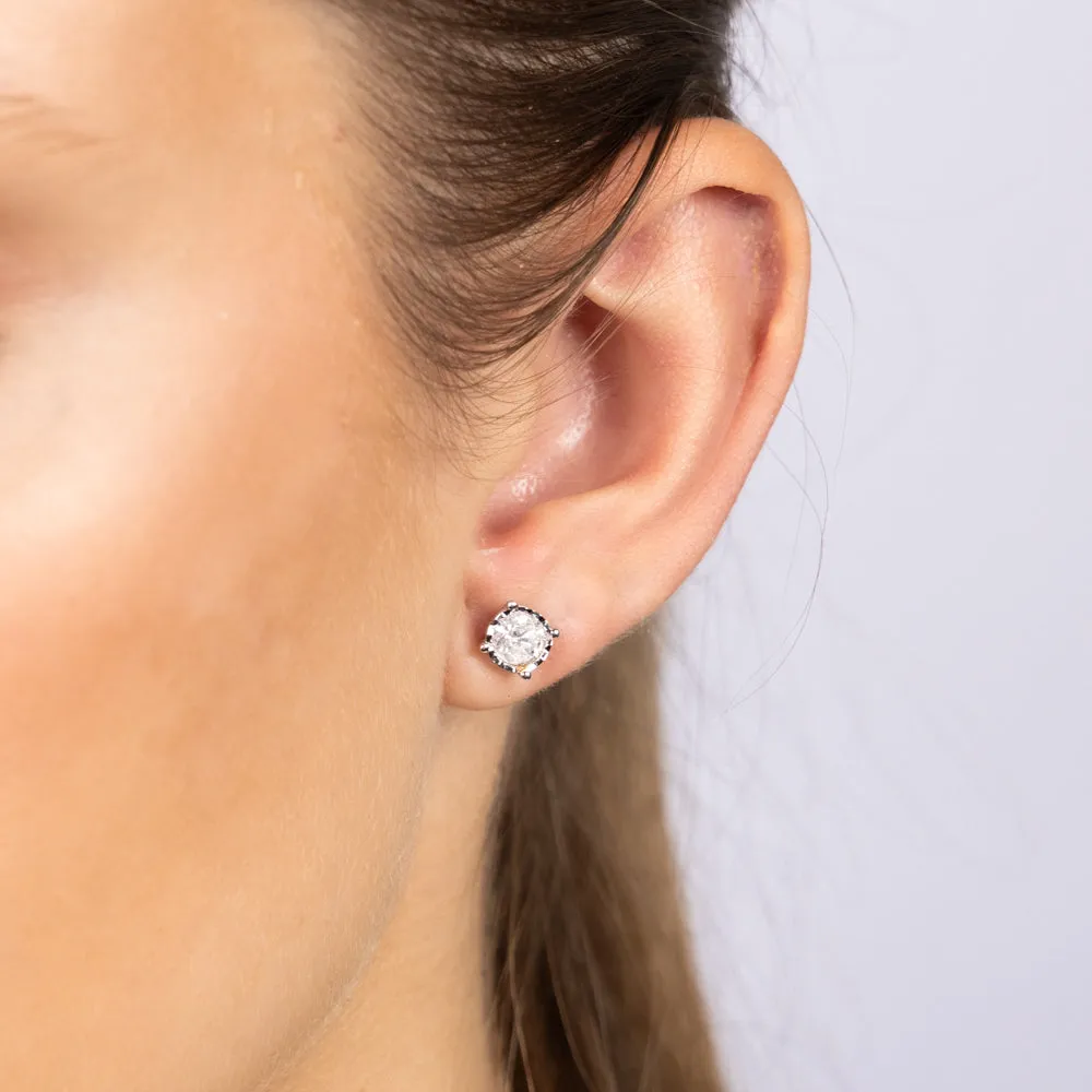 10ct White Gold 0.95 Carat Diamond Solitaire Stud Earrings Shiels