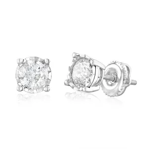 10ct White Gold 0.95 Carat Diamond Solitaire Stud Earrings Shiels