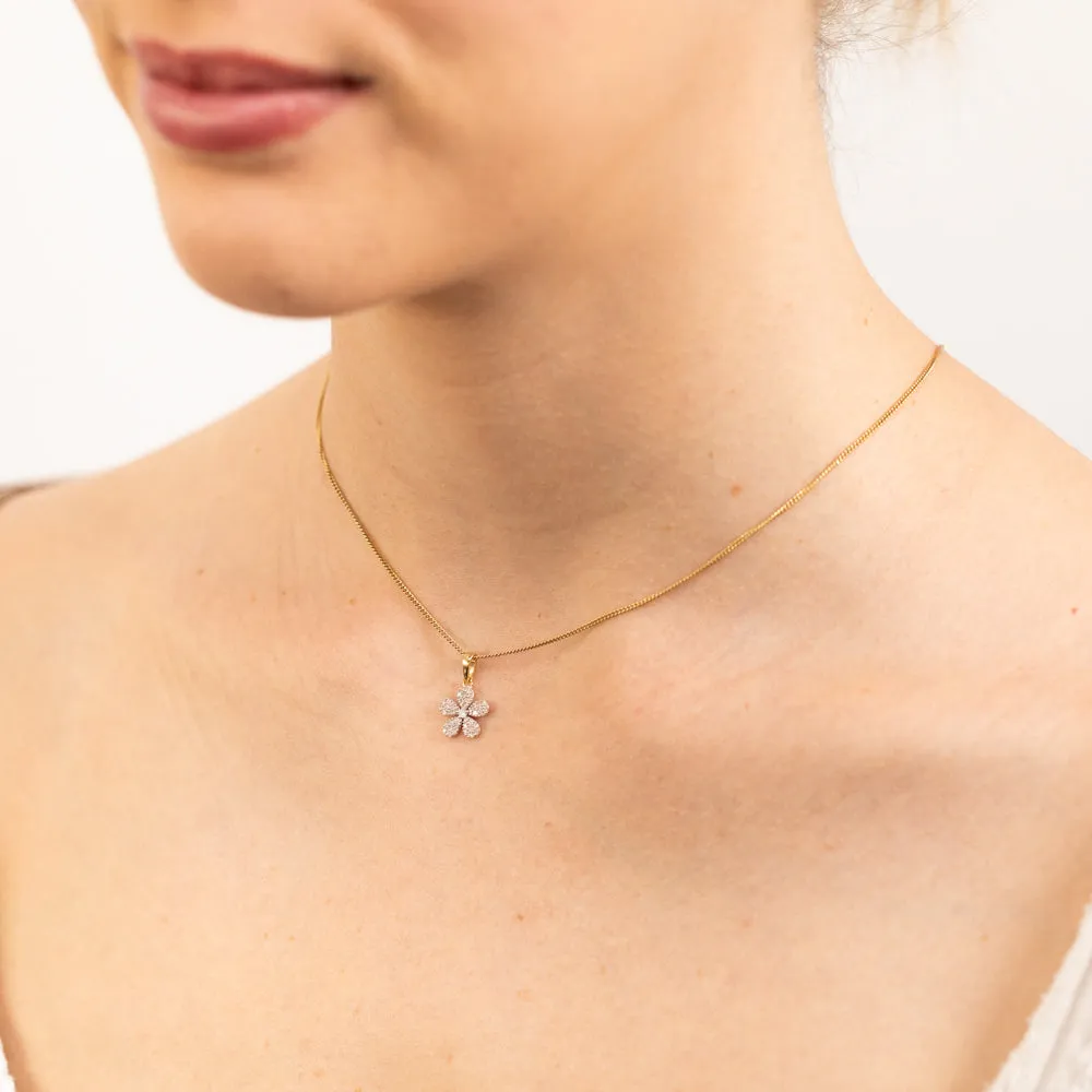 1/10 Carat Diamond Flower Pendant in 9ct Yellow Gold Shiels