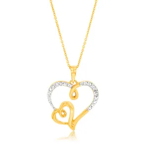 1/10 Carat Diamond Heart Pendant in Gold Plated Silver Shiels