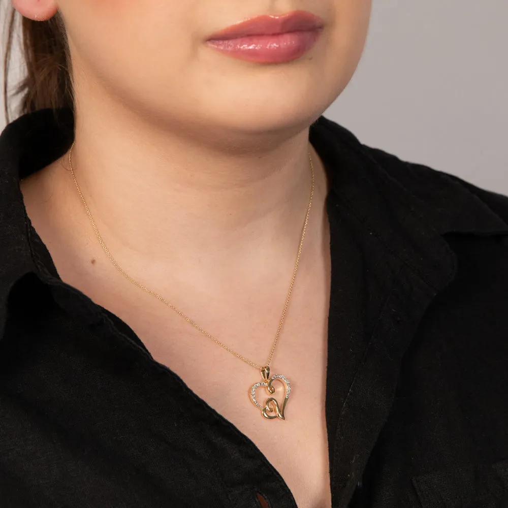 1/10 Carat Diamond Heart Pendant in Gold Plated Silver Shiels