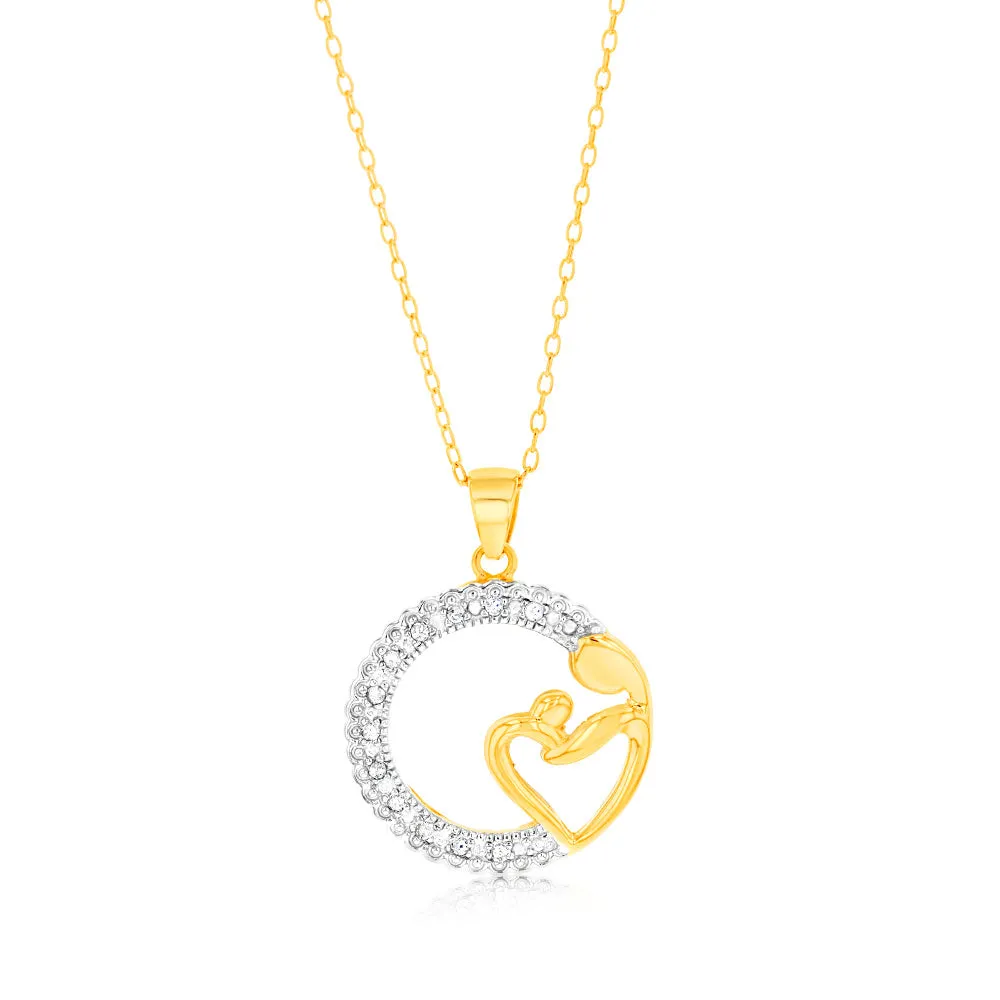 1/10 Carat Diamond Mother & Child Two Toned Silver Pendant Shiels