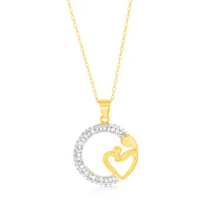 1/10 Carat Diamond Mother & Child Two Toned Silver Pendant Shiels