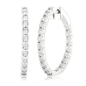 1/2 Carat Diamond Hoop Earrings in Sterling Silver Shiels