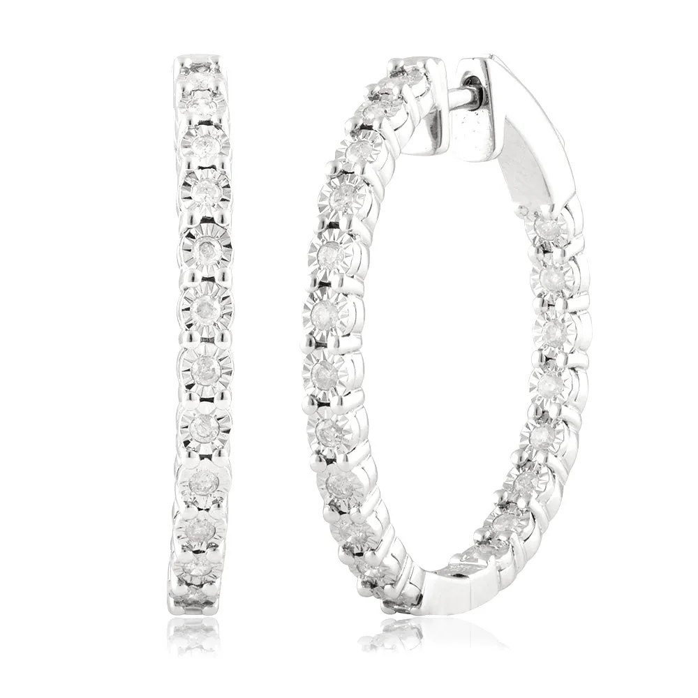 1/2 Carat Diamond Hoop Earrings in Sterling Silver Shiels