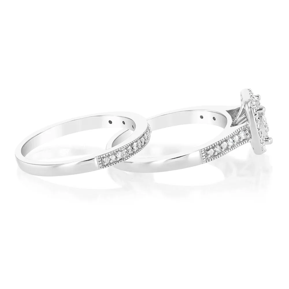 1/4 Carat Diamond 2-Ring Bridal Set in Sterling Silver Shiels