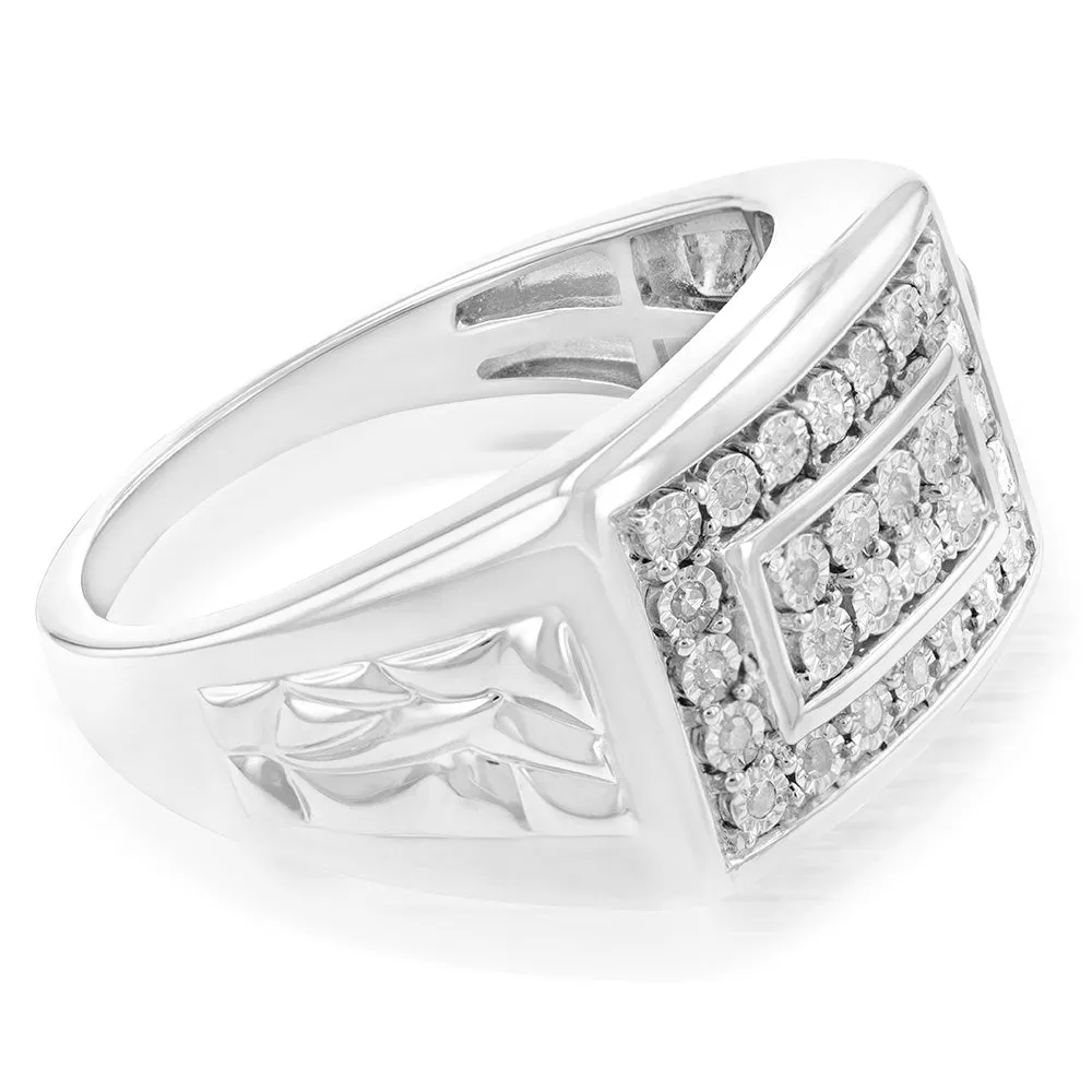 1/4 Carat Diamond Gents Ring in Sterling Silver Shiels