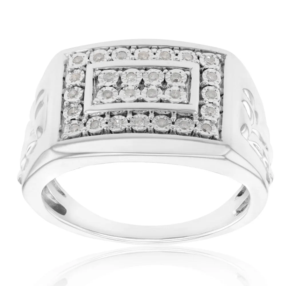 1/4 Carat Diamond Gents Ring in Sterling Silver Shiels