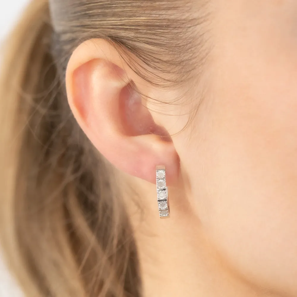 1/5 Carat Diamond Hoop Earrings in Sterling Silver Shiels