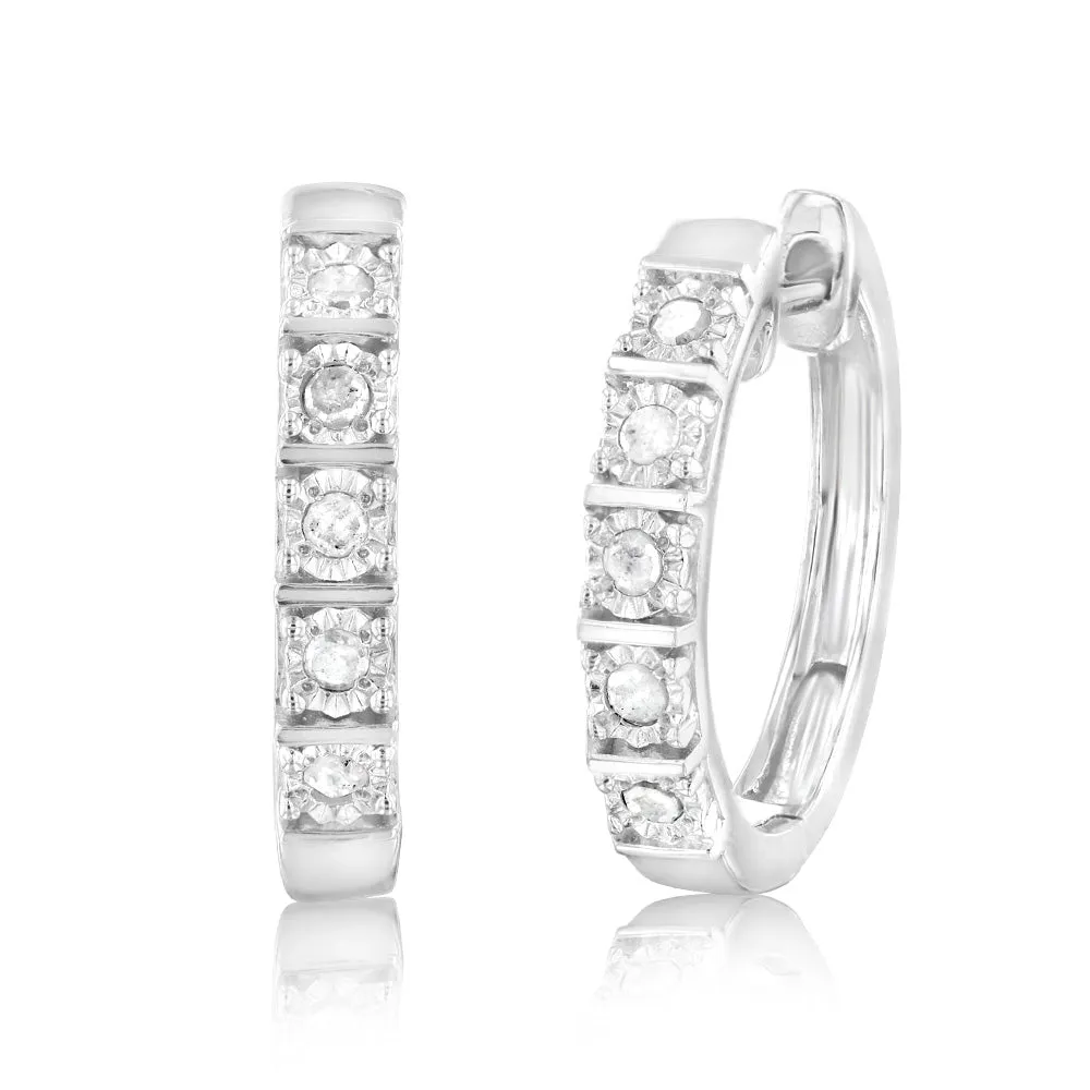 1/5 Carat Diamond Hoop Earrings in Sterling Silver Shiels