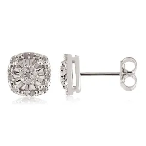 1/5 Carat Diamond Stud Earrings set with 40 Brilliant Diamonds in Sterling Silver Shiels