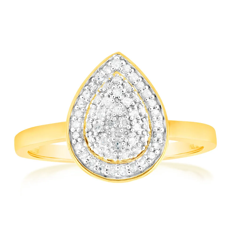 1/5Carat Pear Shaped Diamond Ring in 9ct Yellow Gold Shiels