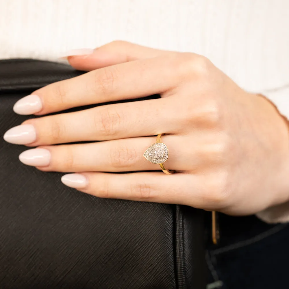 1/5Carat Pear Shaped Diamond Ring in 9ct Yellow Gold Shiels