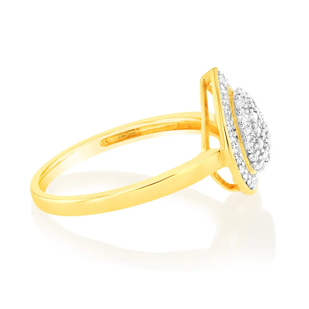 1/5Carat Pear Shaped Diamond Ring in 9ct Yellow Gold Shiels