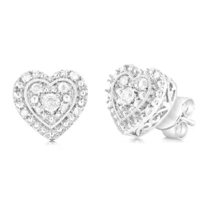 1/6 Carat Diamond Heart Stud Earrings in Sterling Silver Shiels