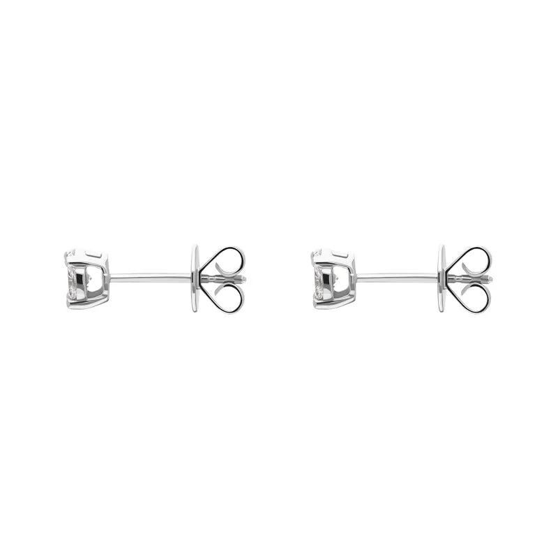 18ct White Gold 0.39ct Diamond Princess and Marquise Cut Cluster Stud Earrings