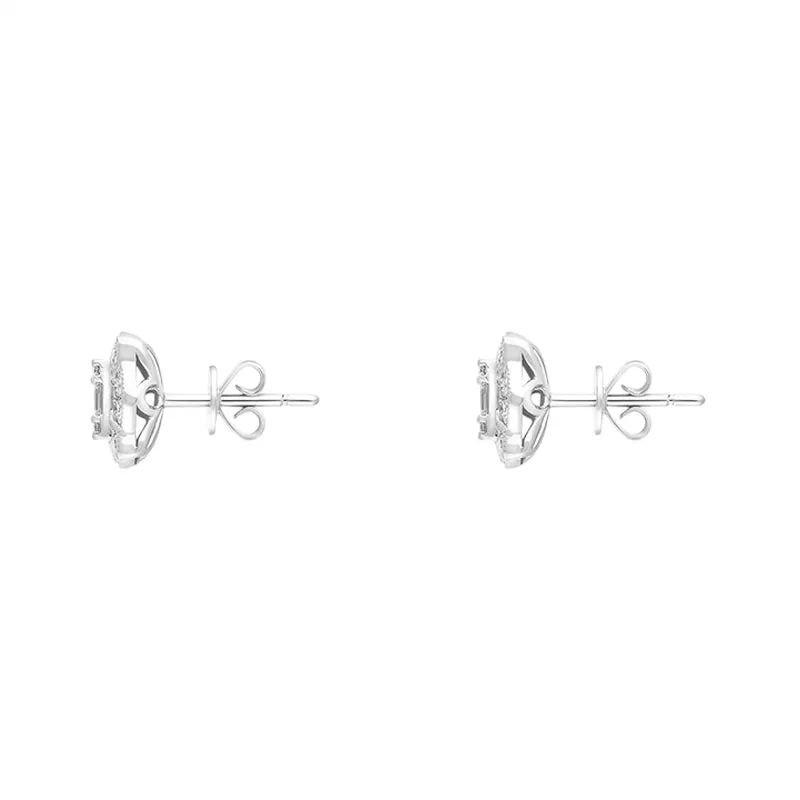 18ct White Gold 0.58ct Diamond Baguette Cut Cluster Stud Earrings