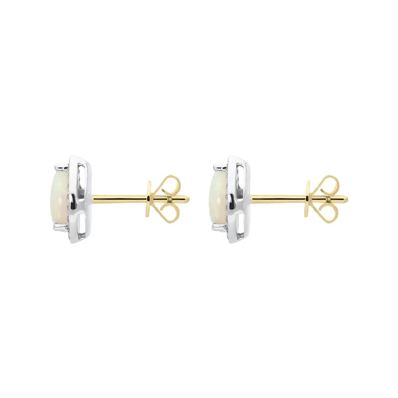 18ct White Gold 0.75ct Opal Diamond Pear Stud Earrings