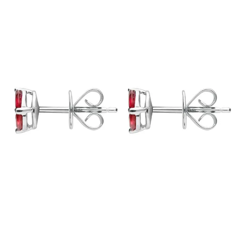 18ct White Gold 0.84ct Ruby Diamond Marquise Stud Earrings