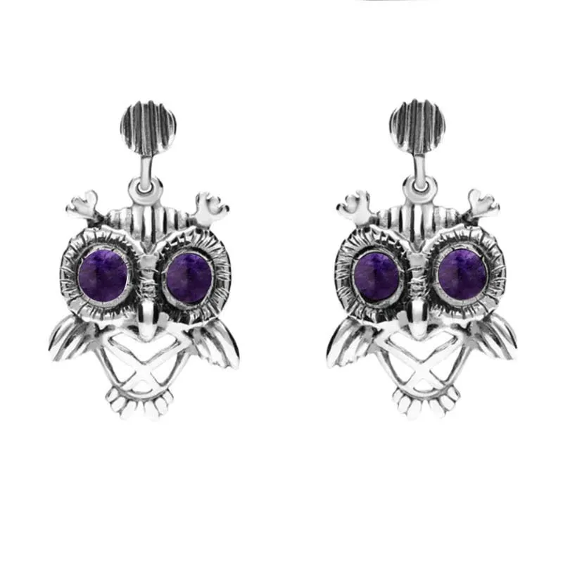 18ct White Gold Blue John Owl Stud Earrings