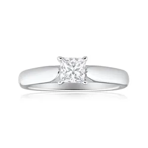 18ct White Gold Solitaire Ring With 0.5 Carat 4 Claw Set Diamond Shiels
