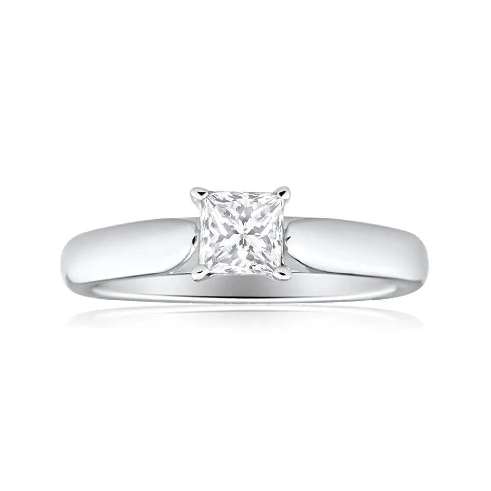 18ct White Gold Solitaire Ring With 0.5 Carat 4 Claw Set Diamond Shiels
