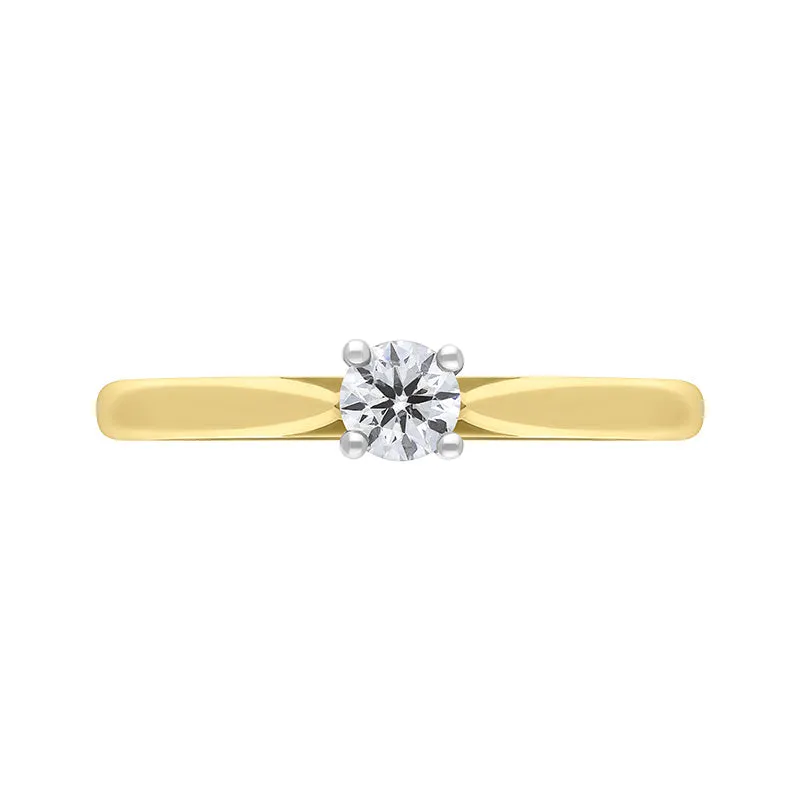 18ct Yellow Gold 0.25ct Brilliant Cut Diamond Solitaire Ring