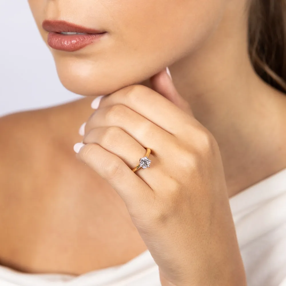 18ct Yellow Gold 0.80 Carat Diamond Solitaire Ring with 6 Claw Knife Edge Setting Shiels