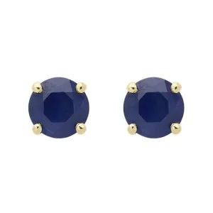 18ct Yellow Gold 1.32ct Sapphire Round Cut Stud Earrings
