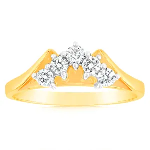 18ct Yellow Gold 1/5 Carat Diamond With 5 Brilliant Cut Diamonds Shiels
