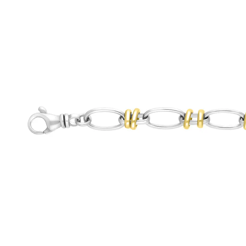18ct Yellow Gold Sterling Silver Handmade Cable Chain Bracelet