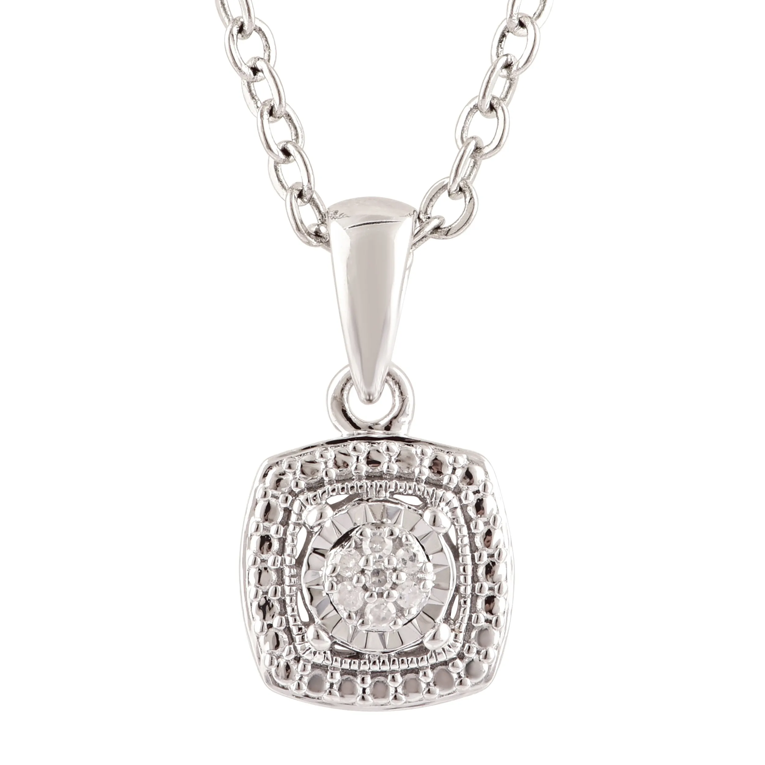 2 Points Diamond Pendant with Brilliant Cut Diamonds in Sterling Silver Shiels