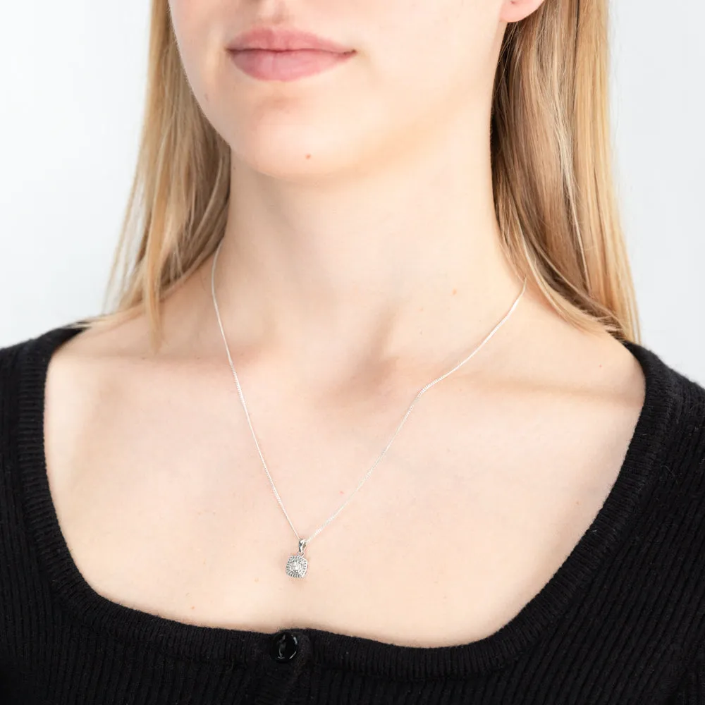 2 Points Diamond Pendant with Brilliant Cut Diamonds in Sterling Silver Shiels