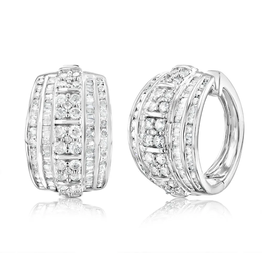 2.9 Carats Diamond Hoop Earrings in Sterling Silver Shiels