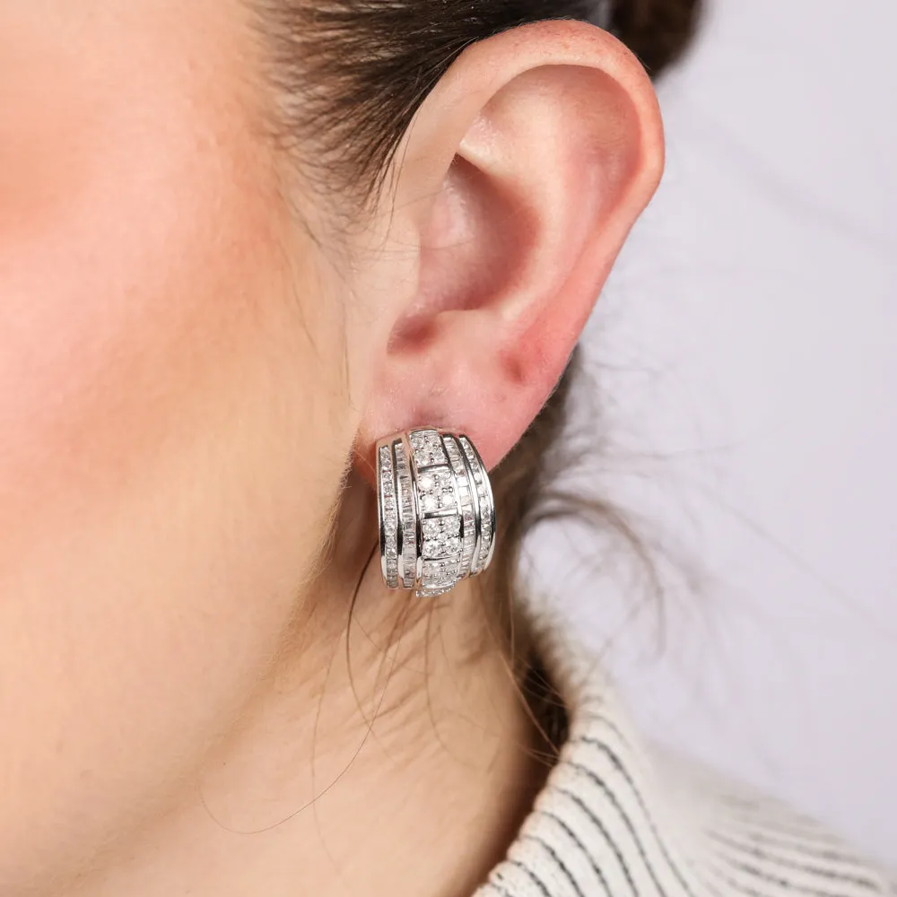 2.9 Carats Diamond Hoop Earrings in Sterling Silver Shiels