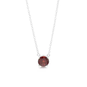 7mm Natural Garnet Pendant in Sterling Silver with Chain Shiels