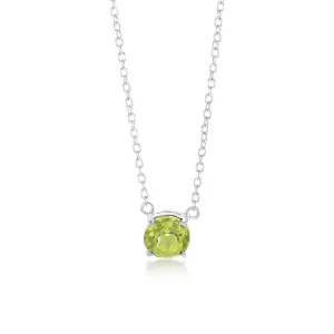 7mm Natural Peridot Pendant in Sterling Silver with Chain Shiels