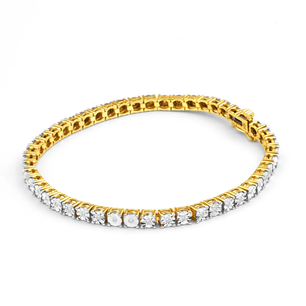 9ct Charming 1/4 Carat Yellow Gold Diamond Tennis Bracelet 18cm Shiels