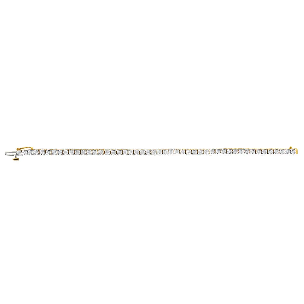 9ct Charming 1/4 Carat Yellow Gold Diamond Tennis Bracelet 18cm Shiels