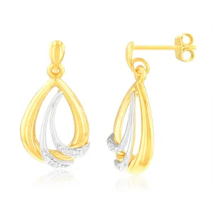 9ct Charming Yellow Gold Diamond Drop Earrings Shiels