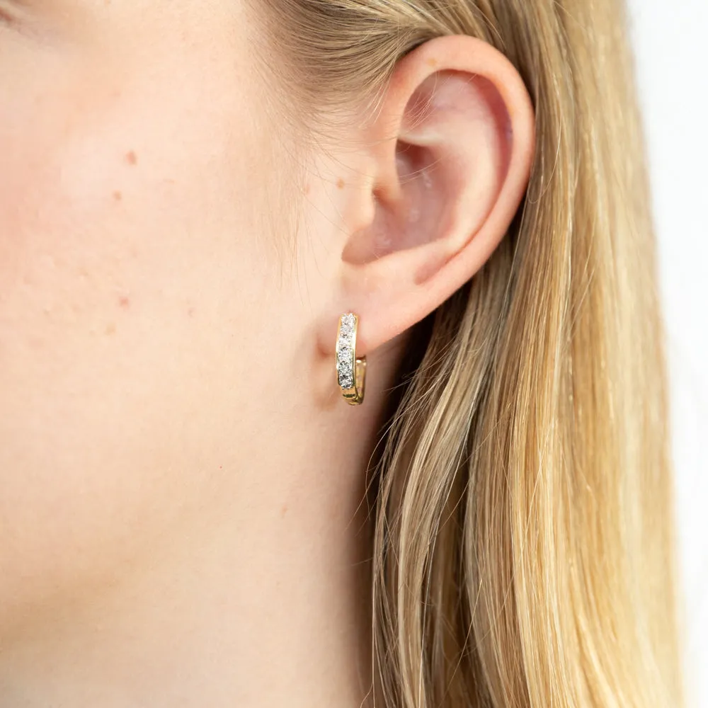 9ct Charming Yellow Gold Diamond Hoop Earrings Shiels
