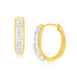 9ct Charming Yellow Gold Diamond Hoop Earrings Shiels