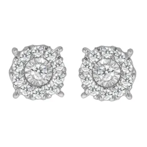 9ct White Gold 1/2 Carat Diamond Cluster Stud Earrings Shiels